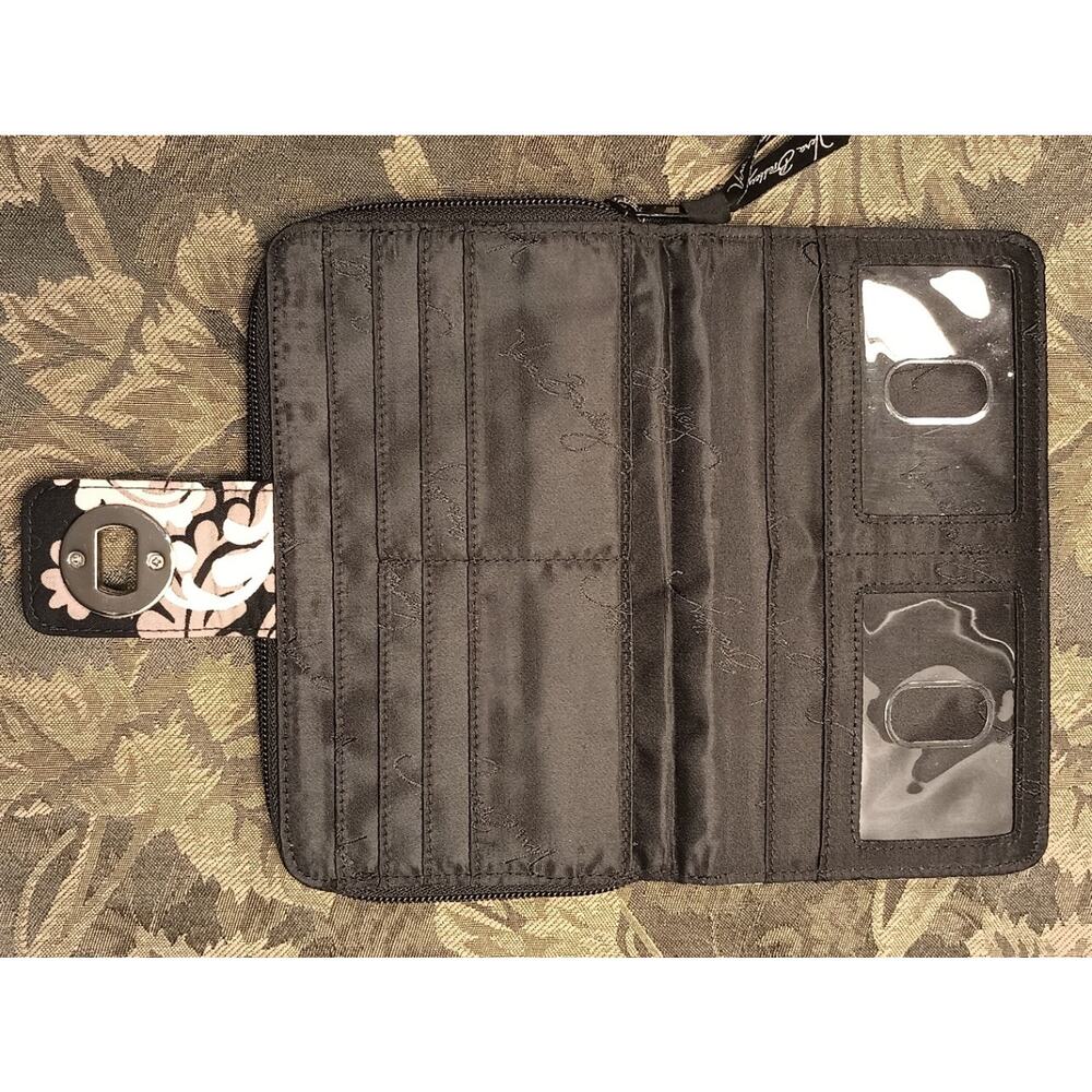 Vera Bradley Turn Lock 7.5"x4.7" 10 Card Wallet Baroque 2 Zip Compartments - Picture 4 of 4